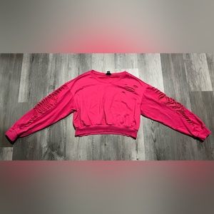 Rue 21 Pink Distressed Crop Sweater Size XL - 80s fashion, punk